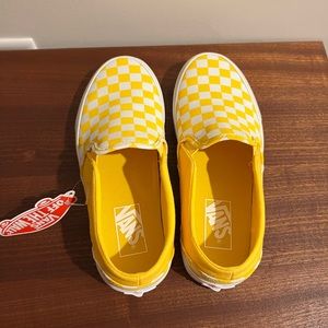 Yellow Checkered Slip on Vans